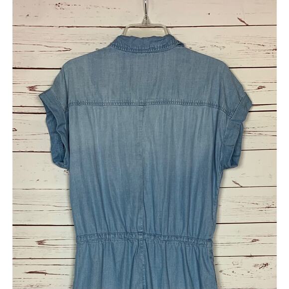 Cloth & Stone Anthropologie Women's S Small Blue Chambray Tencel Shorts Romper - Picture 9 of 12